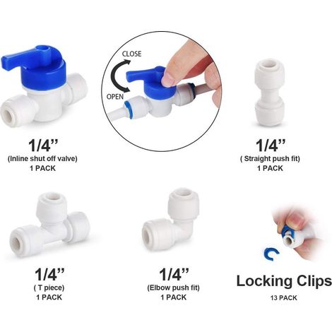 Tubo di alimentazione dell'acqua da 10 m - Kit di collegamento universale - Tubo di alimentazione dell'acqua - Tubo dell'acqua per frigorifero + kit di collegamento - Kit tubo dell'acqua per frigorife (1/5)