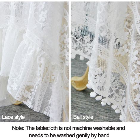 1 nappe en dentelle blanche, volants, motif floral brodé, pour table ronde, table d'appoint, table basse, thé ou mariage (1/5)