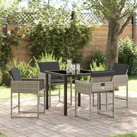 Ensemble de salle à manger pour jardin 5 pcs-Salon de jardin Gris clair 564636 (1/5)