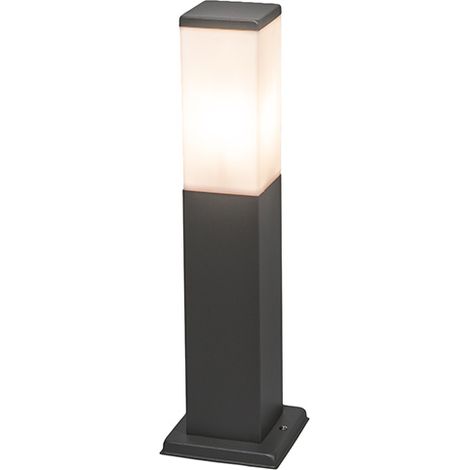 QAZQA Moderno Farola exterior inteligente gris oscuro 45 cm con Wifi P45 - Malios Plástico /Acero inoxidable Cubo /Alargada /Rectangular Adecuado para LED Max. 1 x 4.5 Watt