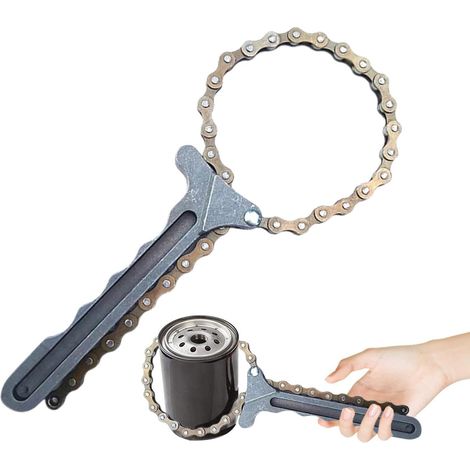 Adjustable Oil Filter Chain Wrench, Oil Filter Chain Removal Tool  Heavy Duty Chain Wrench  Efficient Tool for Car Repair & Plumbing  Oil Filter Remover for Garage Use (1/5)
