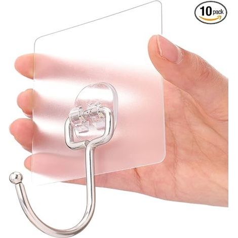 Paquet de 10 grands crochets adhésifs tout usage, crochets muraux robustes de 37 lb (max) pour accrocher, grands crochets étanches pour l'organisation