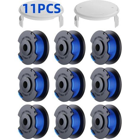11 Pack Bobine Fil Coupe Bordure remplacements pour Ryobi One + AC14RL3A 18v 24v 40v Coupe Bordures, Bobine Ø 1,6mm, Longueur 30,17m (9 Bobine Fil Coupe Bordure,2 Couvercle) (1/5)