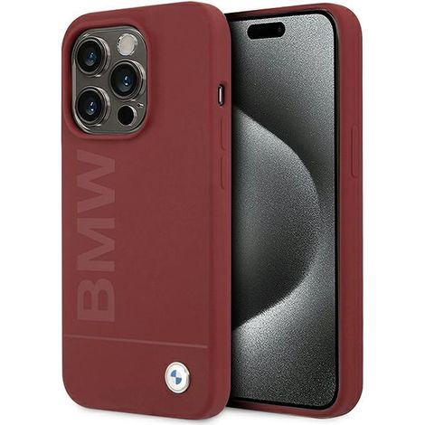 Coque BMW MagSafe en silicone rouge pour iPhone 15 Pro (1/5)