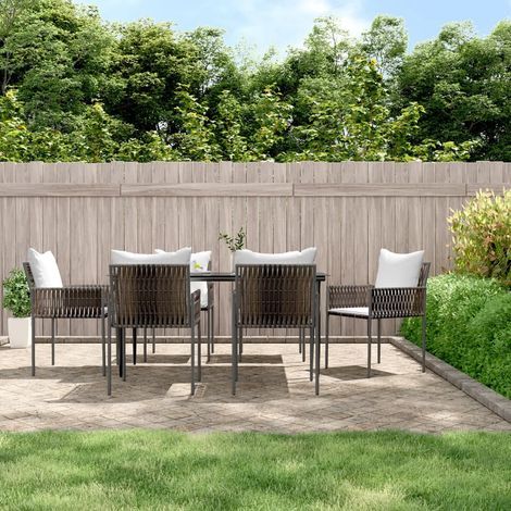 vidaXL Set Pranzo da Giardino 7 pz con Cuscini in Polyrattan e Acciaio (1/5)