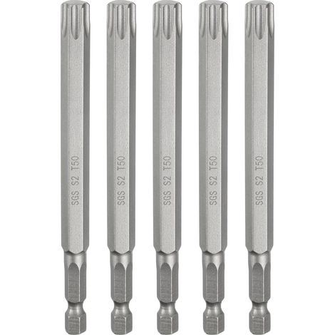 5Pcs Embout Tournevis T50 Torx Tige Hexagonale 1/4" Magnétique (1/5)