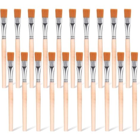 20 Pcs Wooden Handle Flat Paint Brushes, Craft Paint Brushes Small Paint Brushes, Multi-Purpose Cleaning Artist Brushes Painting Tools Glue Brushes Woodworking for Home Diy Adult (1/5)