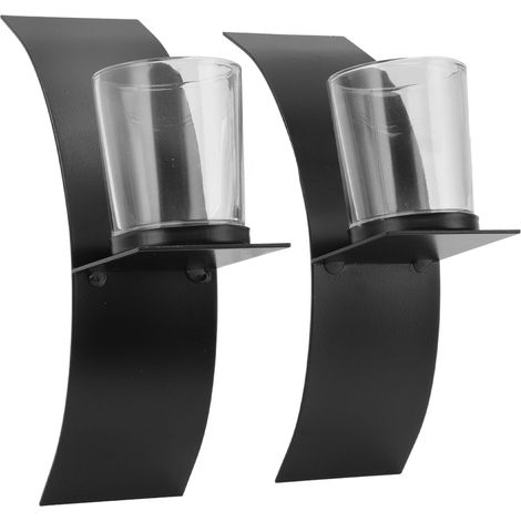 2 pièces Support de Bougeoir Murale en Fer Design Arc 3D pour Chambre (1/5)