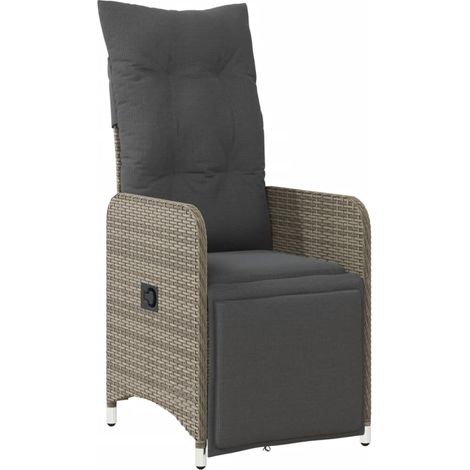 Maison Exclusive - Sedia Reclinabile da Giardino con Cuscini Grigia in Polyrattan