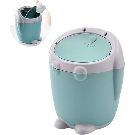 Petite poubelle de bureau mignonne, mini poubelle de table pour bureau, table basse, cuisine, lapin mignon, petite poubelle de table avec couvercle à secouer, petit panier à papier (1/5)