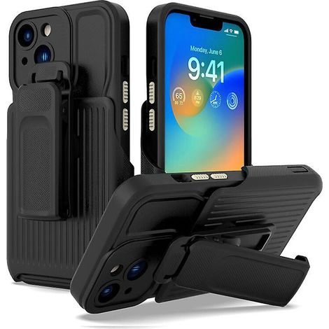 Extrem schützende und robuste schwarze Handyhülle (1 Stück), mit Fallschutz aus bis zu 6 Metern Höhe, Dunkelgrau, passend für iPhone 13 (1/4)