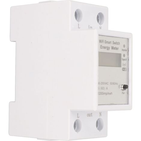 Compteur d'électricité Wi-Fi avec écran LCD, compteur de wattheures, contrôle par application, interrupteur intelligent, moniteur de consommation d'énergie 90-250 V CA (1/5)