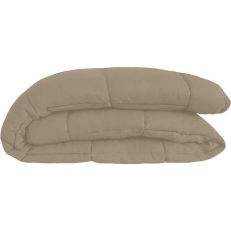 CALGARY - Couette Chaude Microfibre 400gr/m² - Taupe & Lin - 220 x 240 cm (1/5)