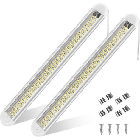 Lampe LED intérieure pour voiture, van et bateau – 120 LED, tension 12–85 V, avec interrupteur intégré (lot de 2)