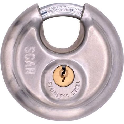 Scan Stainless Steel Disk Lock - 80mm, Weatherproof Padlock for Indoor and Outdoor Use