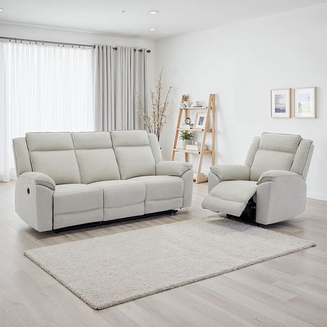 Skye 3+1 Linen Electric Recliner Sofa Set (Beige) (1/5)
