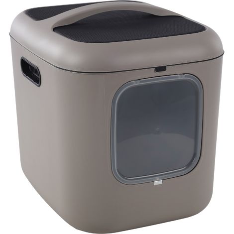 Maison de toilette pour chat Romy 61,5 x 50 x 57,5 cm taupe (1/3)
