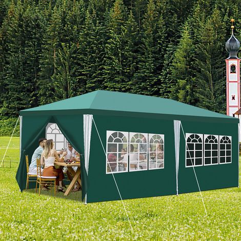 Jiubiaz 3 x 6m Pavillon Wasserdicht Gartenzelt, Pavillons & Partyzelte Festzelt mit 5 Seiten für für Camping / Garten / Hochzeit / Strand, grün