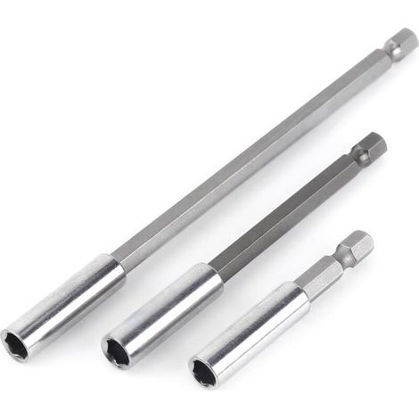 Juego de 3 puntas de destornillador con extensión magnética de 1/4" y vástago hexagonal (75 mm, 100 mm, 150 mm) (1/4)