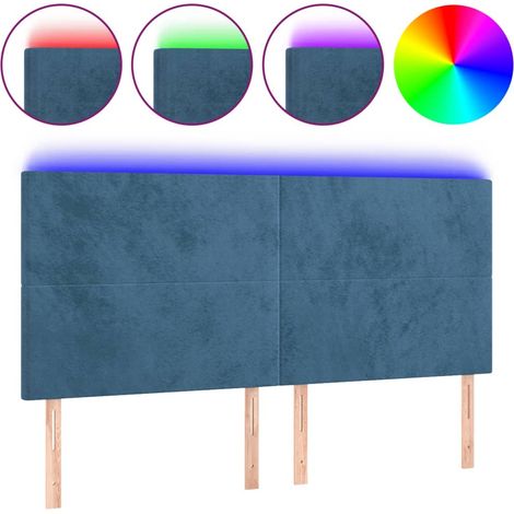 Tête de lit,Panneau décoratif à LED Bleu foncé 200x5x118/128 cm Velours CFW9724249 (1/5)