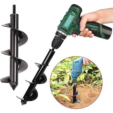 Barrena espiral para jardinería, 8x25cm, compatible con taladros (1/2)