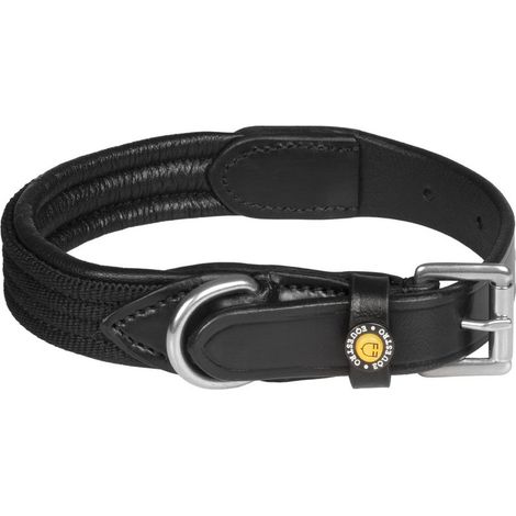 S, Nero e Nero: Collare per cani in cordura con rifiniture e dettagli in pelle (1/5)