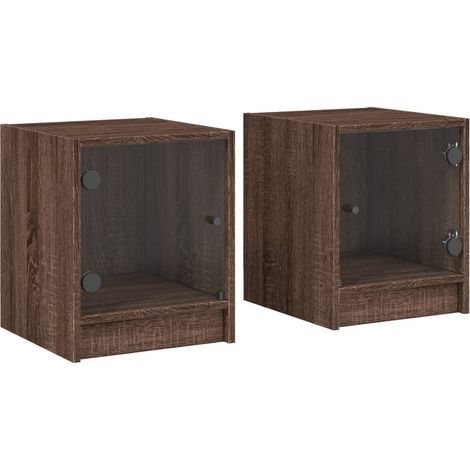 Maison Exclusive - Nachttische mit Glastüren 2 Stk. Braun Eichen-