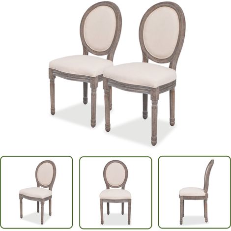 Lot de 2 chaises de salle à manger cuisine style classique en tissu crème CDS020434 (1/5)
