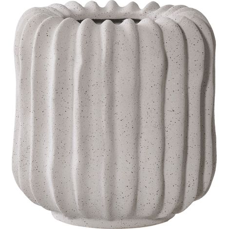 Portavaso in ceramica grigia costolata Vikasa Home ø15x15 cm (1/5)