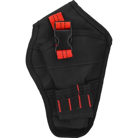 Sac banane portable en tissu Oxford, mini, sac de rangement pour perceuse électrique, noir et rouge. (1/5)