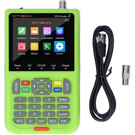 Satellitenfinder 950–2150 MHz DVB-S, S2, S2X, MPEG-2.4-Dekodierung, 3,5-Zoll-HD-Bildschirm, Satellitensignalortung