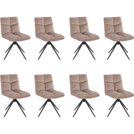 HOME DELUXE - Esszimmerstuhl NODA - 8er Set, Farbe: Samt Hellbraun - 360 Grad drehbar, weiche Polsterung, bis 120 kg belastbar I Küchenstuhl Speisestühle Esszimmerstühle  Stuhl Esszimmerstuhl Esszimme