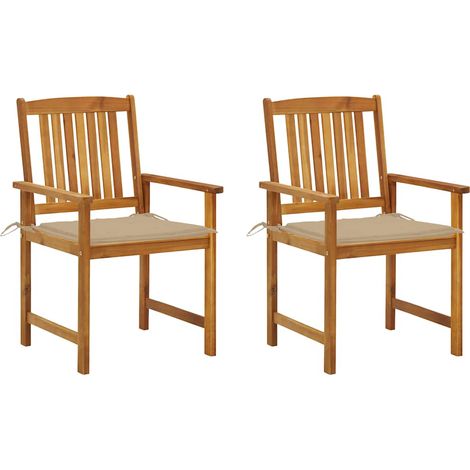 Chaises de jardin avec coussins-Chaise de terrasse-Chaise d'extérieur lot de 2 Bois d'acacia massif 877375 (1/5)