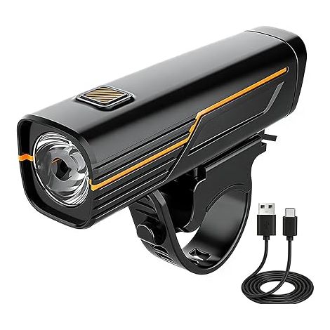 Lumiere Velo Rechargeables USB, Phare Avant Vélo LED, Balade Nuit Lampe Poche, vélo Avant Phare, 4 Mode, imperméable Facile Installer, Lampe Velo VTT Course Cycliste (1/5)