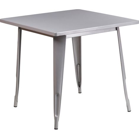 Meuble 80 cm carré en métal Table d'intérieure/extérieure, Métal, Silver, 31.5' (1/5)