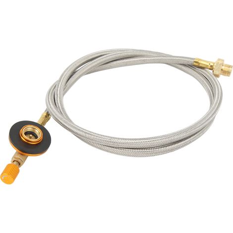 Tuyau d'extension plat pour bonbonne de gaz, en laiton, en acier inoxydable ou en caoutchouc, pour propane, adapté à une utilisation en extérieur. (1/5)