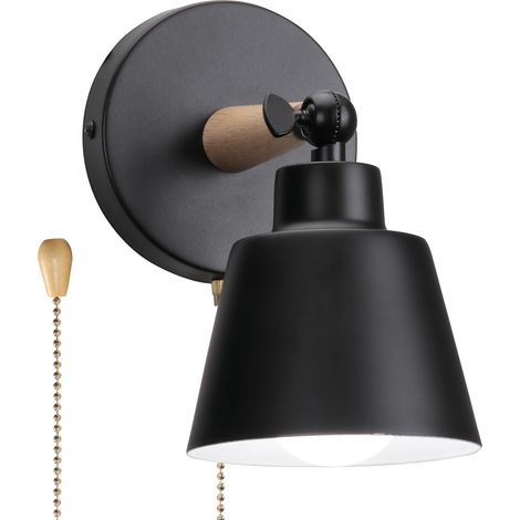 Aplique De Pared Moderno Negro Aplique De Pared Retro Minimalista Lámpara De Pared Interior E27 Para Dormitorio, Pasillo