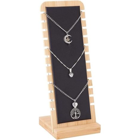 Espositore per collane in legno massello – Cavalletto portagioie con 12 scomparti, elegante supporto per ciondoli e gioielli
