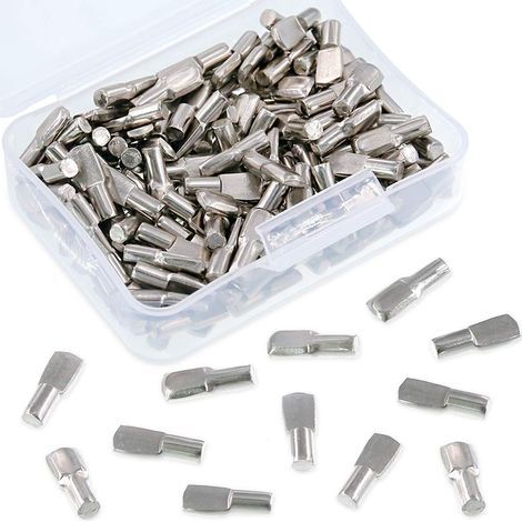Lot de 150 supports d'étagère de 5 mm, en forme de cuillère nickelée, parfaits pour armoire, centres de divertissement (1/5)