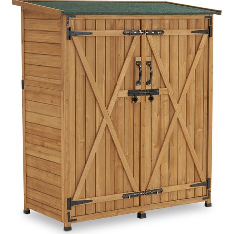 M MCombo Gartenschrank Holz Wetterfest, Klein Outdoor Gartenhaus Gerätehaus, für Außenbereich & Balkon & Terrasse, 122×60×137cm, 0707 (Natur) (1/5)