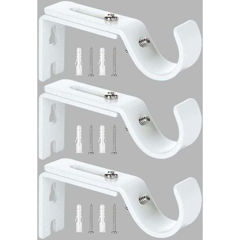 Support de Tringle à Rideau Réglable,3 Pcs Supports Murale Réglables,Support pour Tringle à Rideau,Compatible avec les tringles à rideau d'un diamètre maximal de 20mm-25mm(Blanc) (1/4)