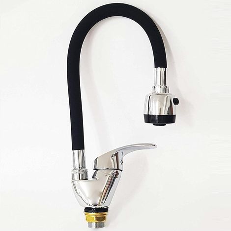 Cleafe - Miscelatore Lavello Colore Nero Cromato Lavandino Doccetta Flessibile Girevole - (1/2)