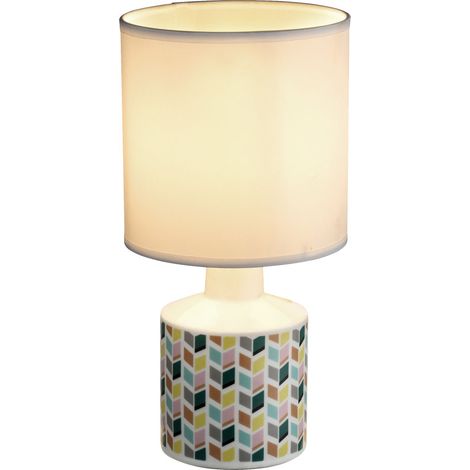 Lampe de table télécommandée lampe de lecture textile en céramique dimmable dans un ensemble comprenant des ampoules LED RVB