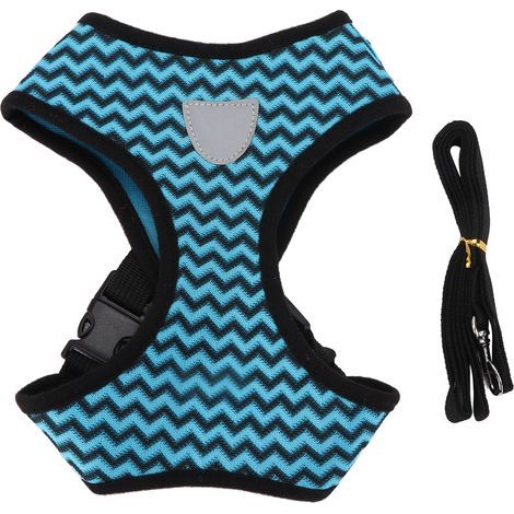 Universal Reflective General Harness – For Small/Medium Cats and Dogs, with Leash (Blue, Size M) (1/5)