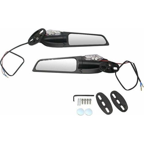 2pcs moto modifié vent aile pivotante universel rétroviseur aileron 90 ° rotatif réglable rétroviseurs latéraux avec clignotants (1/5)