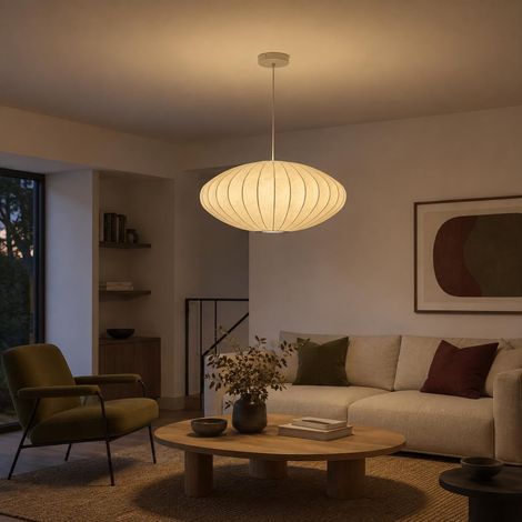 Lampada a sospensione di design "ONDINA 500" - Paralume in seta