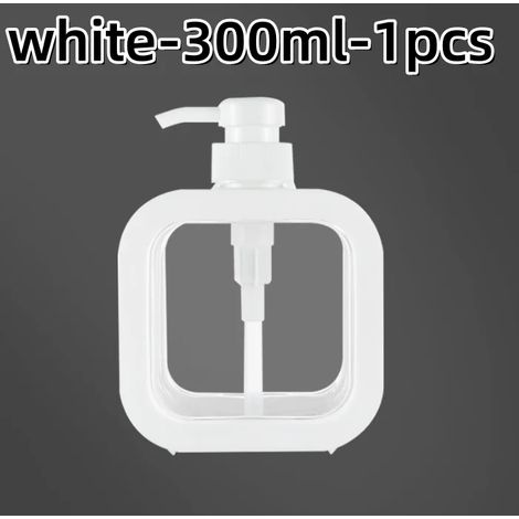 (blanc - 300 ml - 1 pièce) Distributeur de savon de salle de bain rechargeable pour lotion, shampoing et gel douche, flacon pompe de voyage vide (1/5)