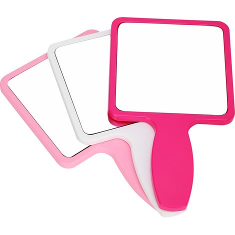 Miroir Cosmétique Portable Avec Poignée Surface Claire Sans Déformation Pour Maquillage Salon De Beauté Lot De 3 (1/5)