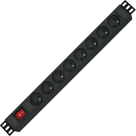 ROLINE MULTIPRISE 19'' À 8 PRISES, AVEC INTERRUPTEUR MARCHE/ARRÊT, VERSION UTE, NOIR, 2 M 19071618