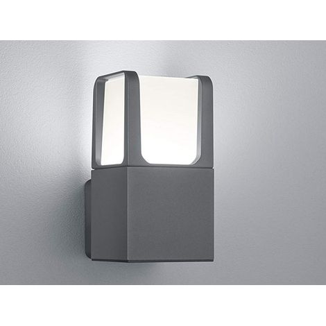 Wandlampe Außen Terrassenlampe anthrazit Gartenleuchte modern, Hauswandleuchte IP54, Acryl Alu, 1x LED 6W 650lm 3000K warmweiß, LxBxH 15x10x22 cm (1/5)